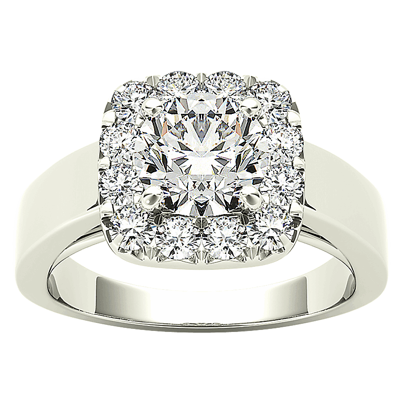 Classic Round Diamond Halo Engagement Ring With Twist Diamond Band –  Karlise Fine Jewelers